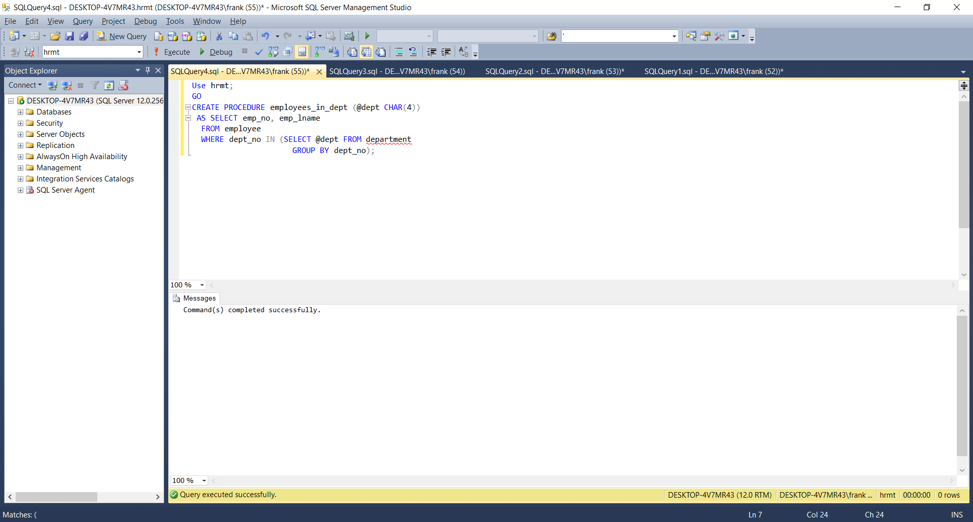 Create Stored Procedure